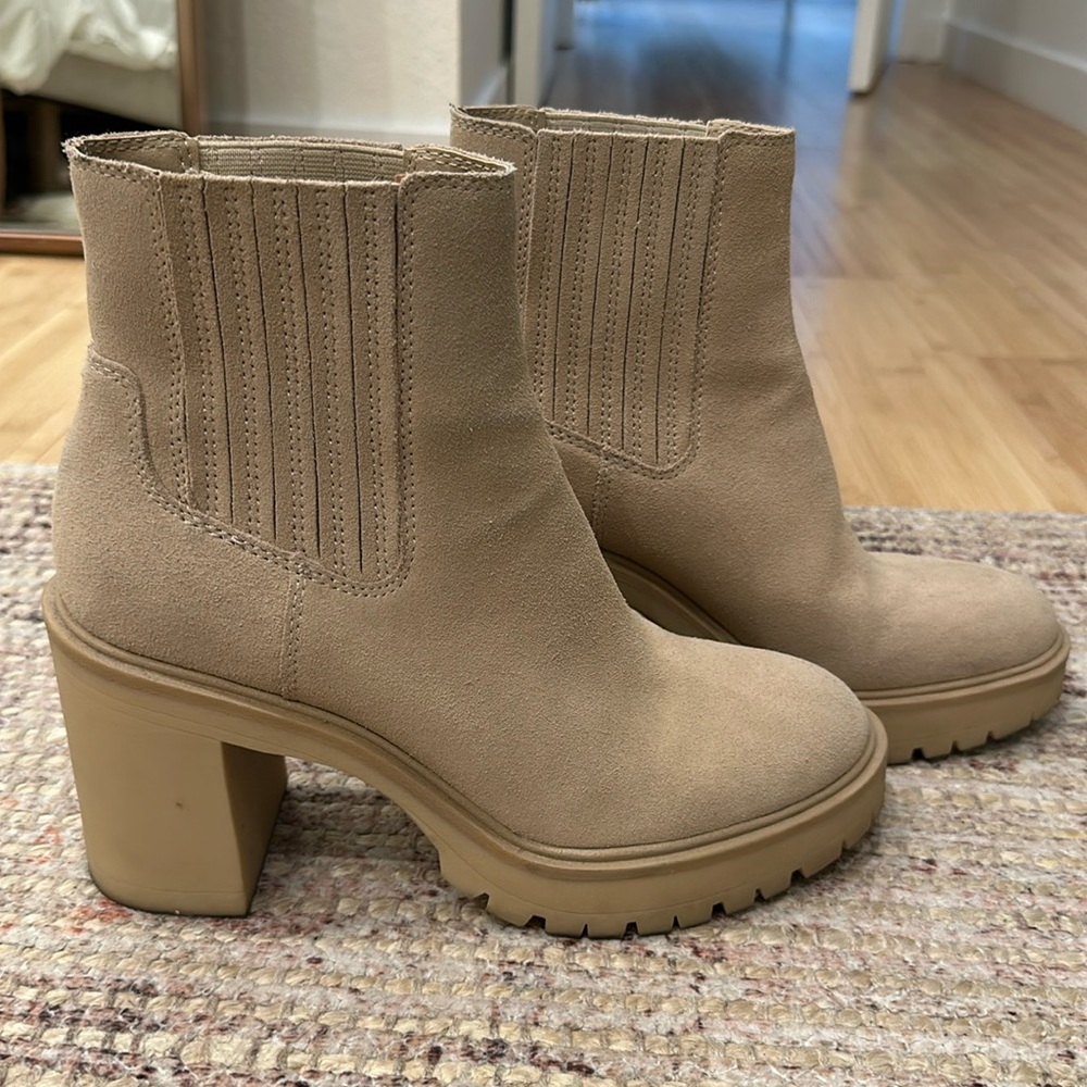 Dolce Vita Caster H20 booties, Dune Suede, 8.5